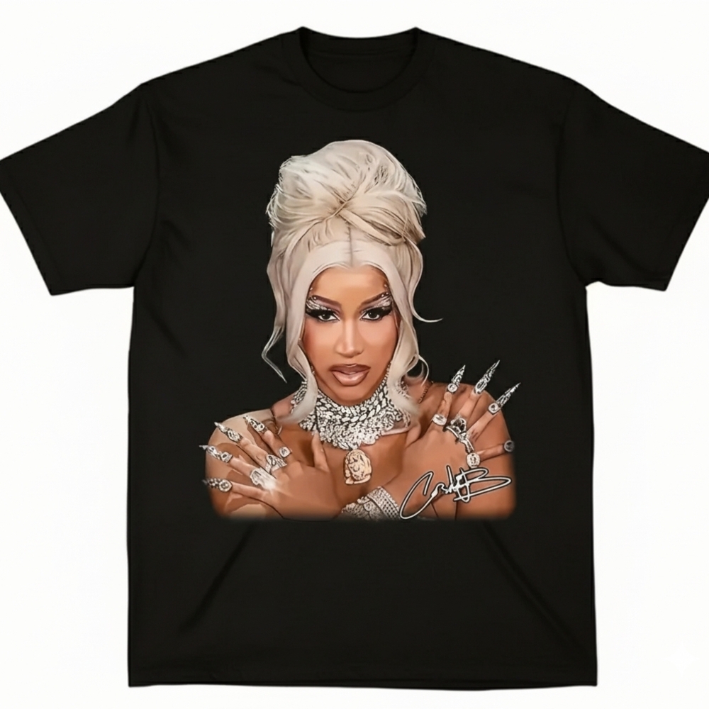 Rapper Cardi B Black Graphic T-Shirt GREAT CHRISTMAS GIFT IDEA